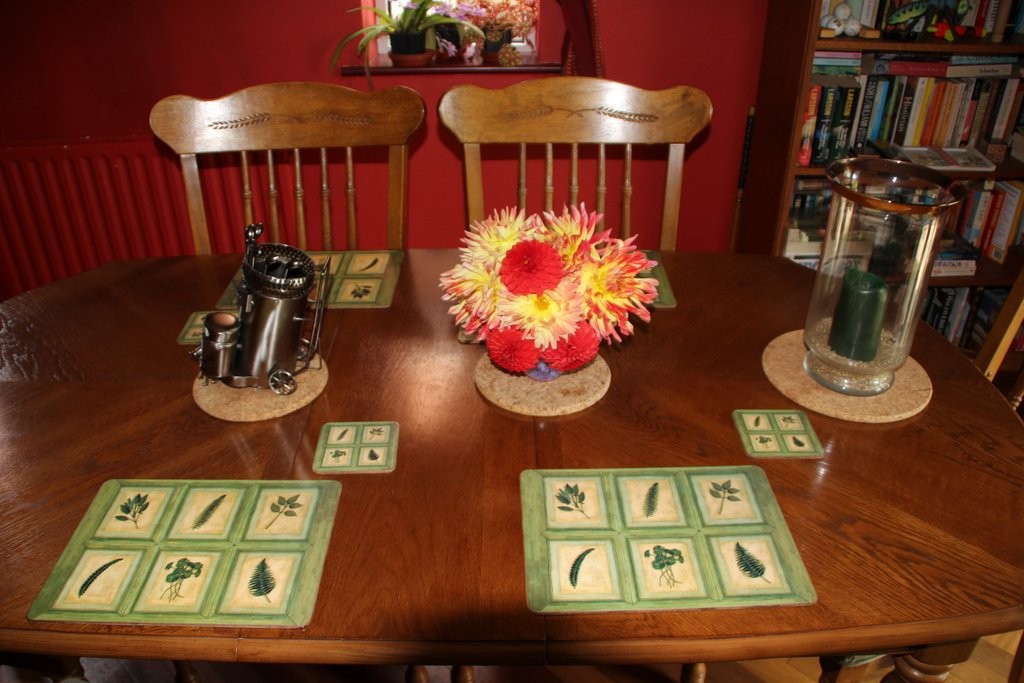 Dahlias livening up the Dining Room